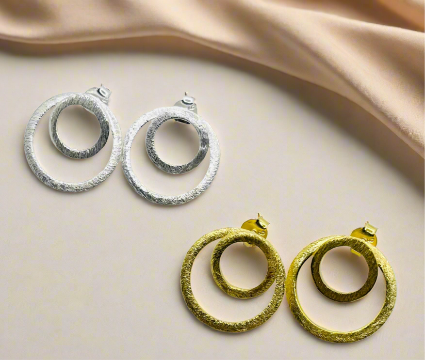 Double circle 925 silver earrings