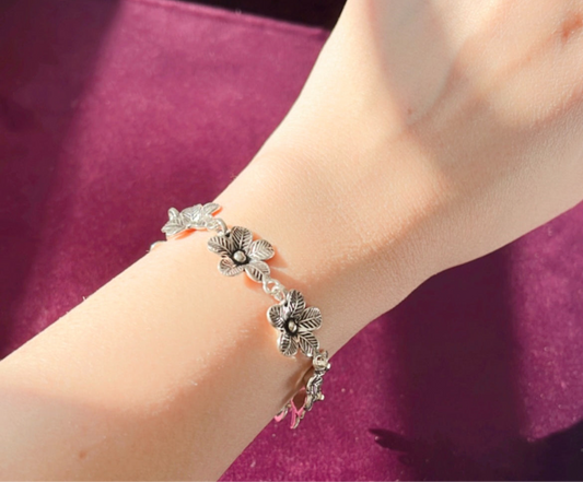 Flower bracelet in 925 silver