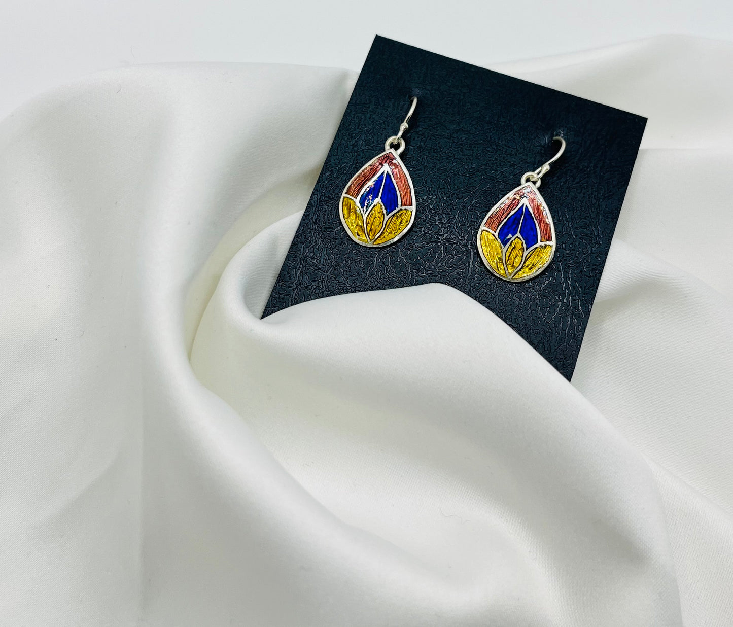 Meenakari(enamel) earrings in 925 silver