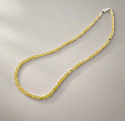 Yellow Aqua Faceted Beads Necklace