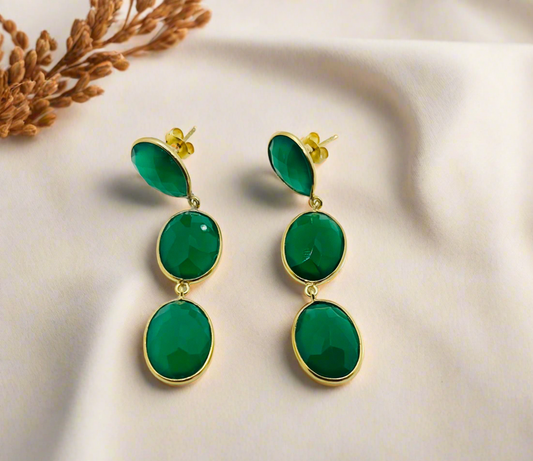 Green onyx 925 silver earrings