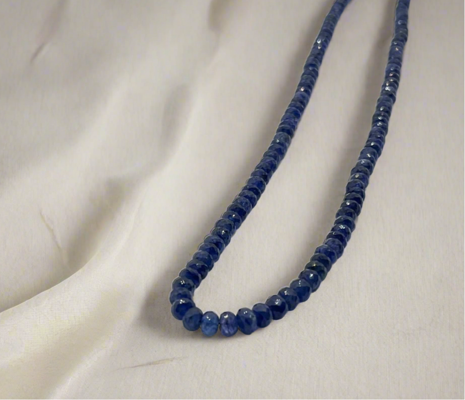 Blue Sapphire Faceted Beads Necklace