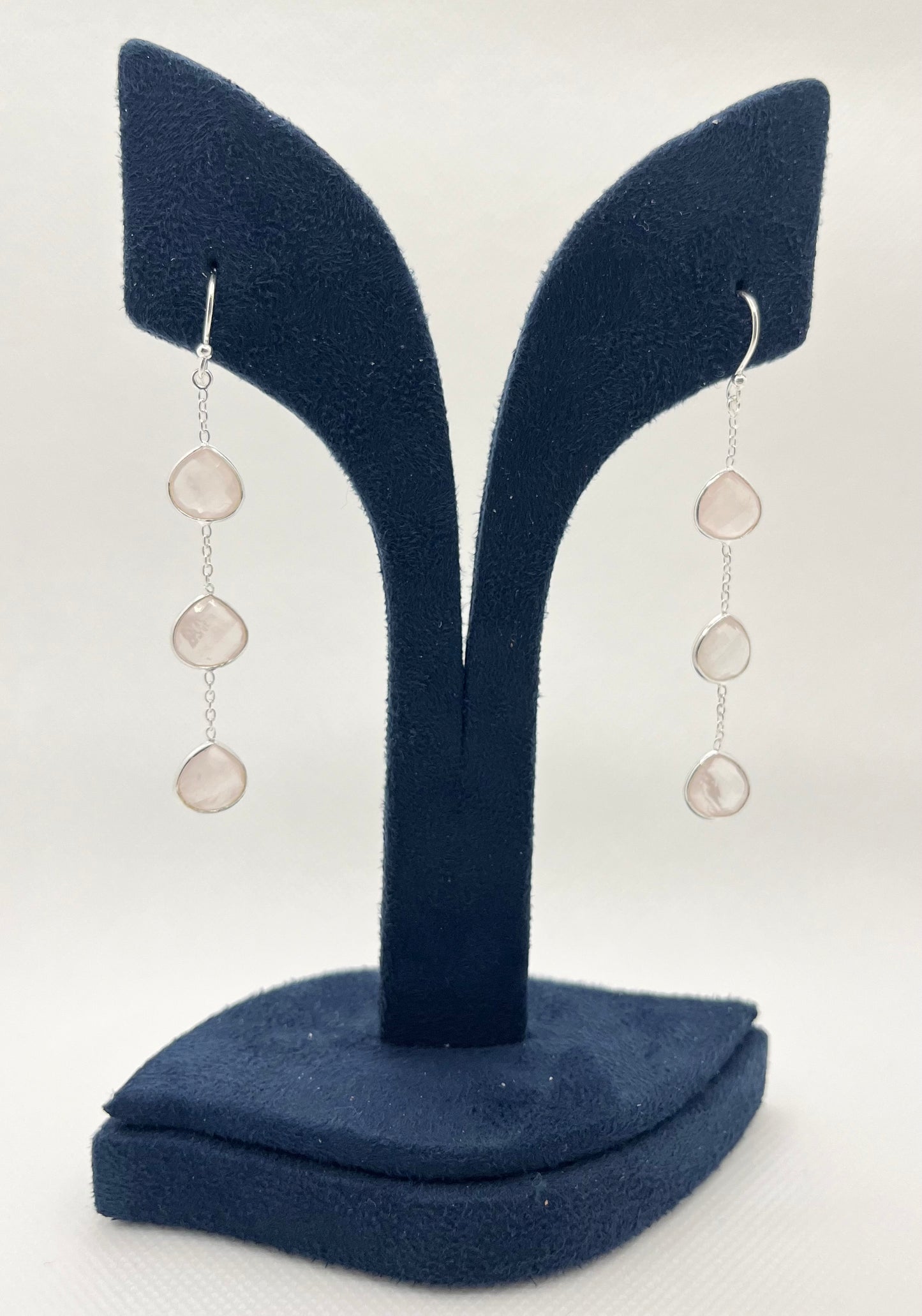 Light pink stone 925 silver earrings