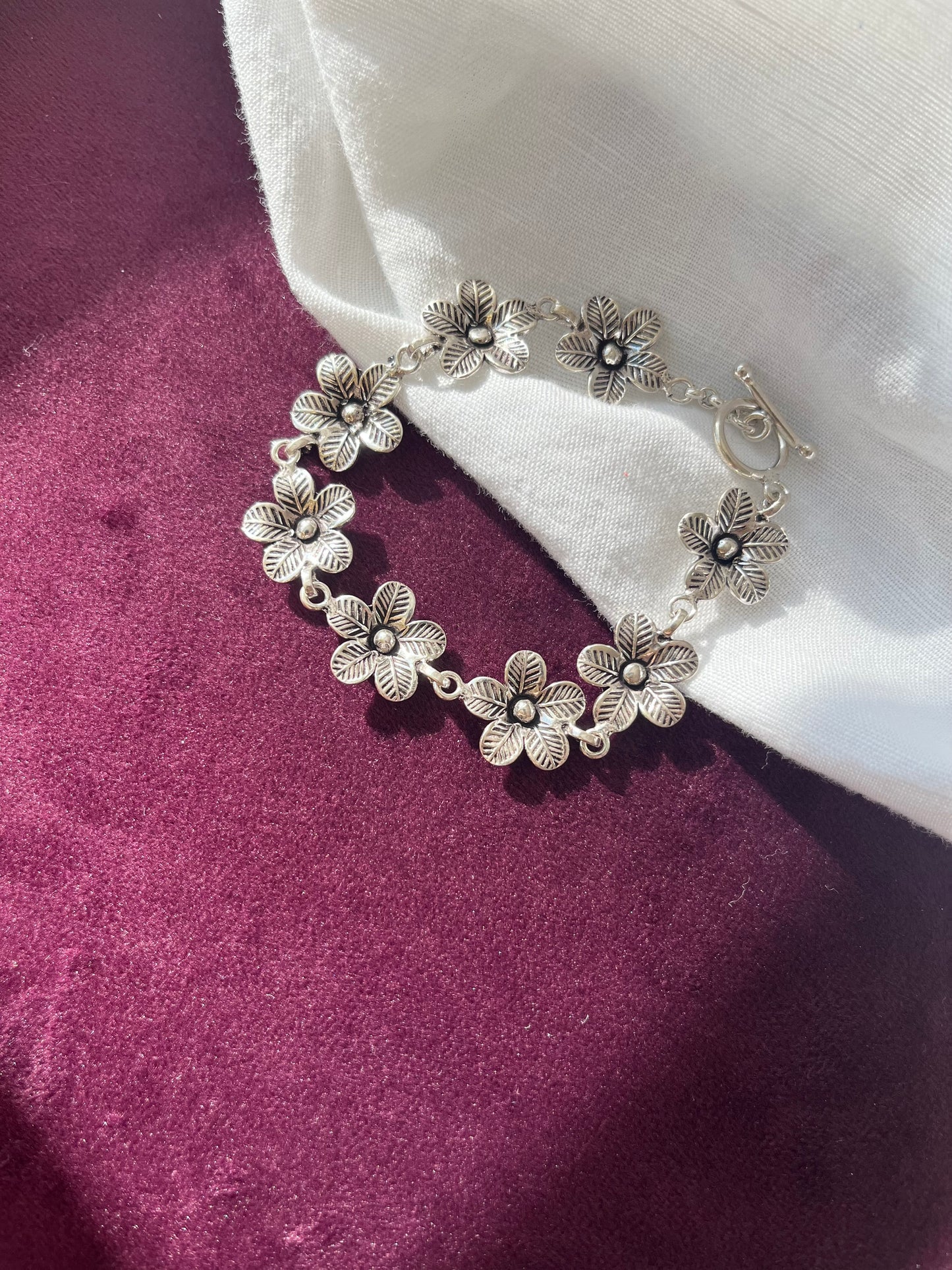 Flower bracelet in 925 silver