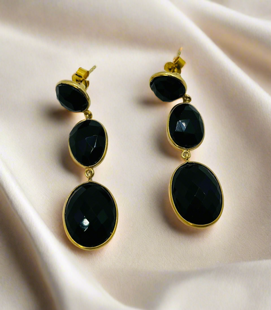 Black Onyx 925 silver earrings