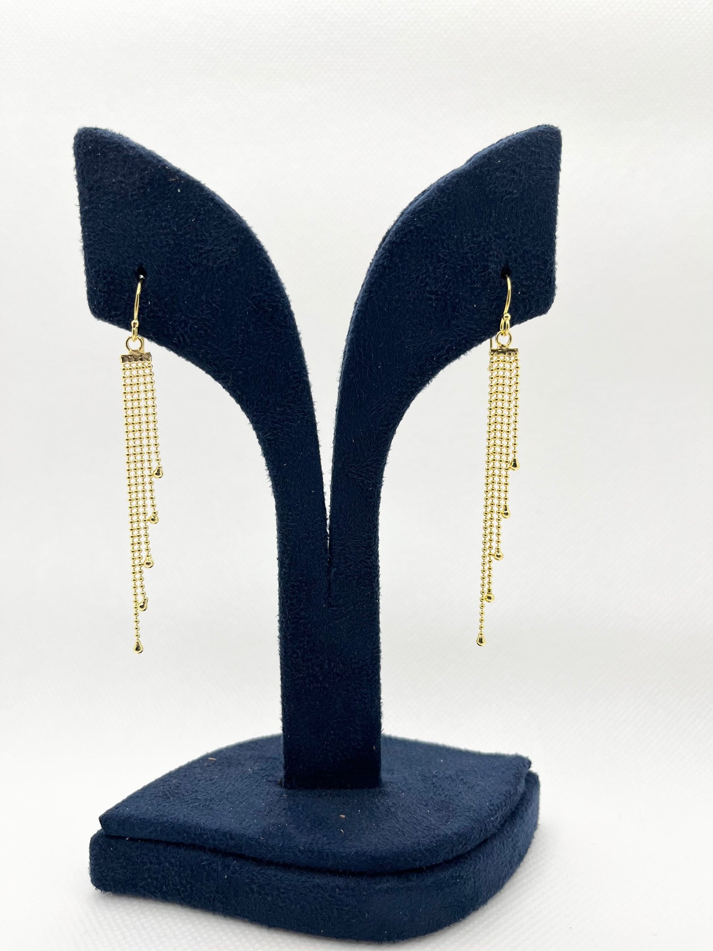 Golden strings earrings in 925 silver