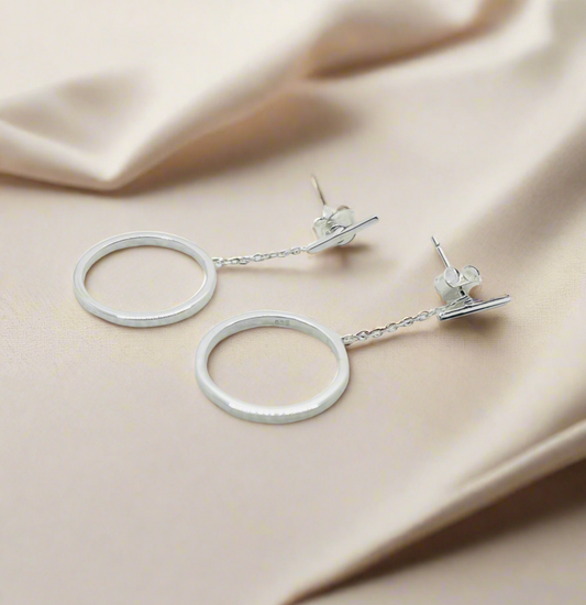 Drop circle 925 silver earrings