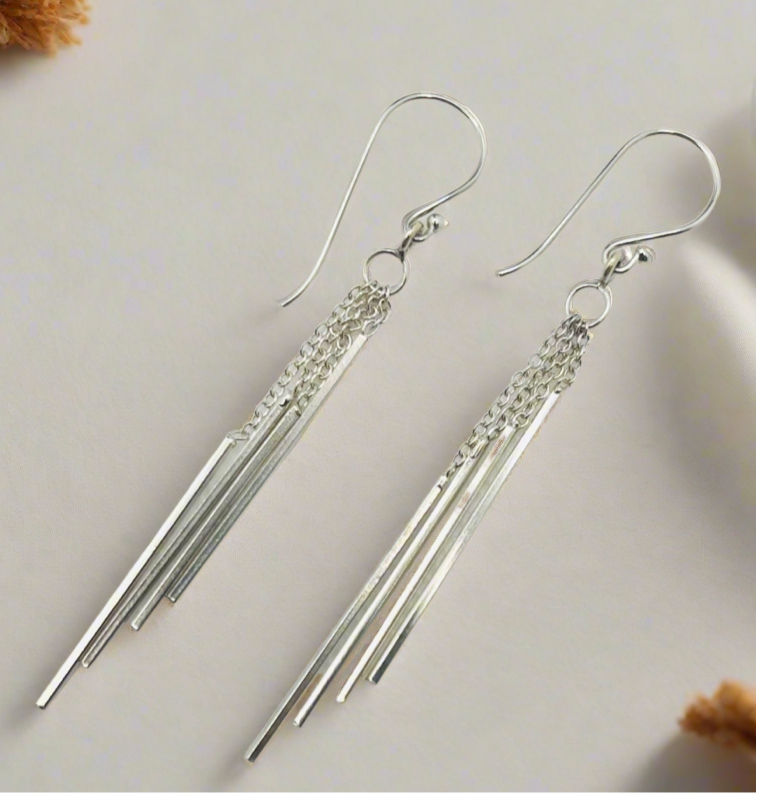 Multi string earrings in 925 silver