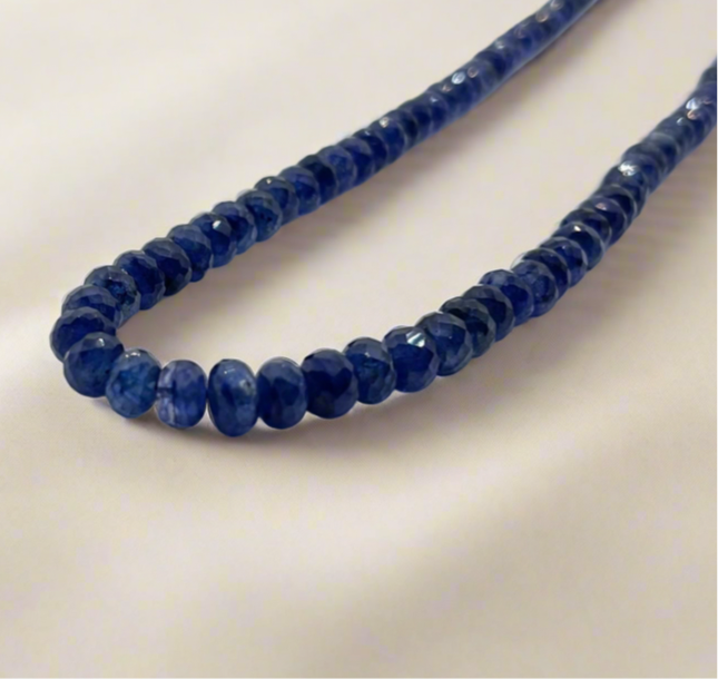 Blue Sapphire Faceted Beads Necklace