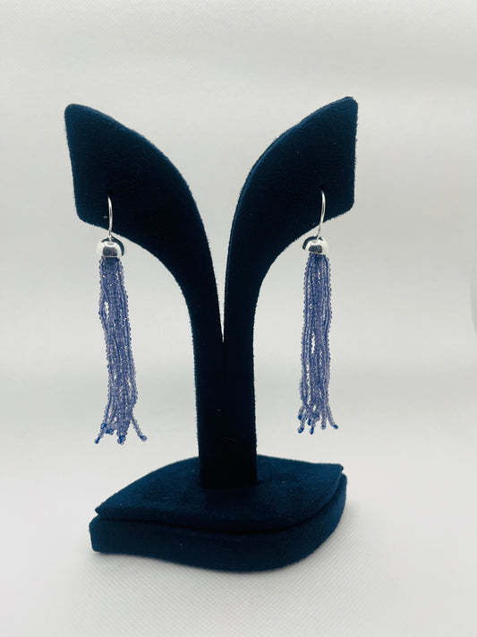 Slate blue beaded 925 silver earrings