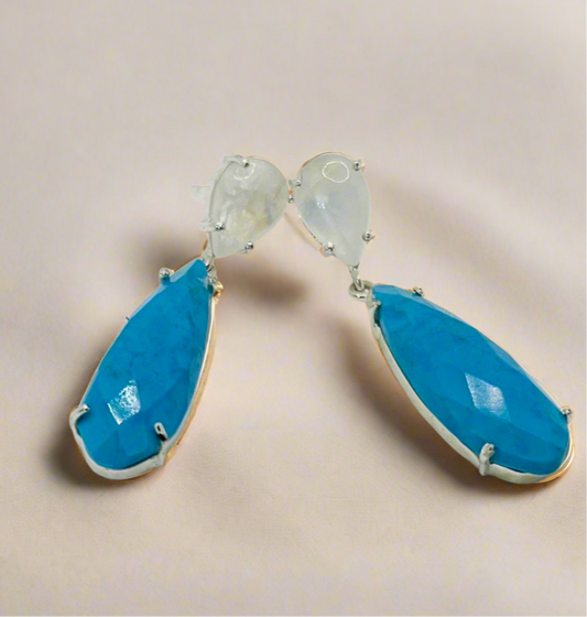 Turquoise and Rainbow 925 silver earrings