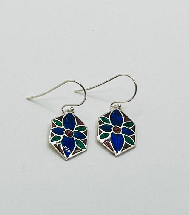 Meenakari(enamel) earrings in 925 silver