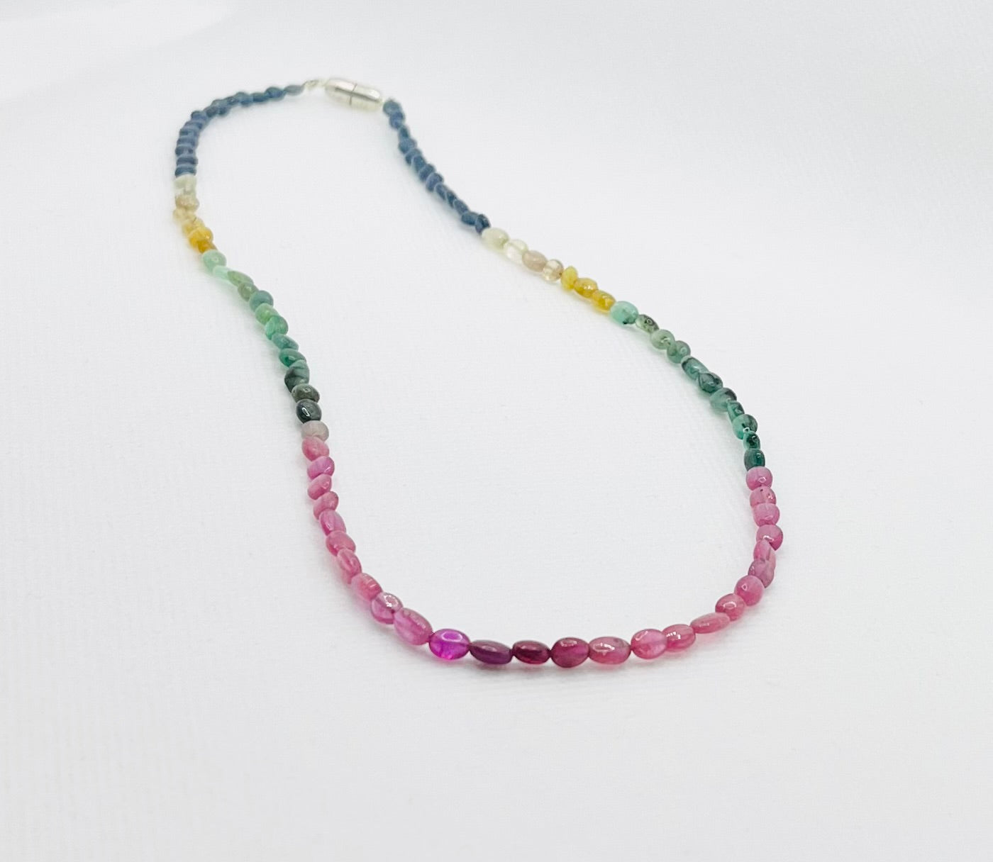 Multi Sapphire Smooth Oval Necklace