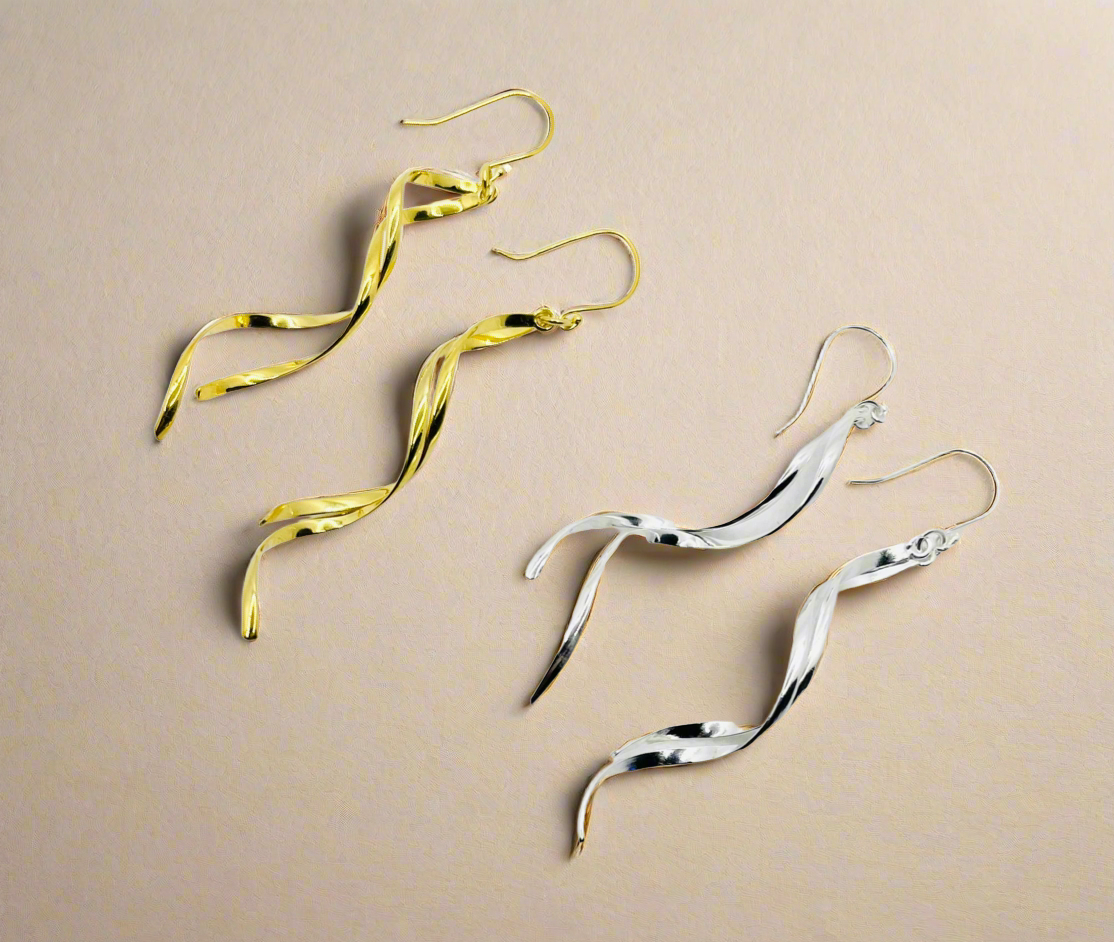 Long curve 925 silver earrings