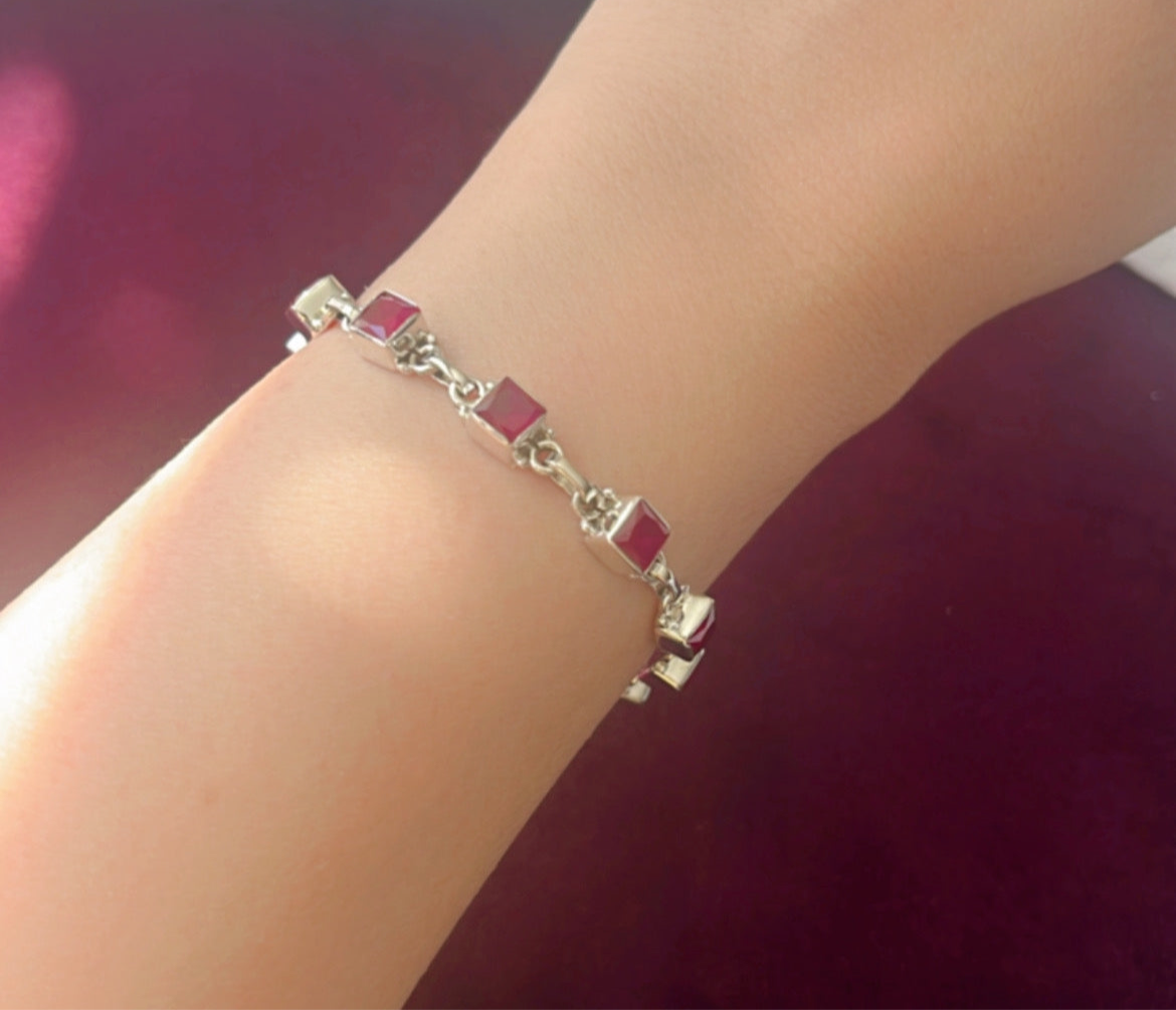 Ruby 925 silver bracelet