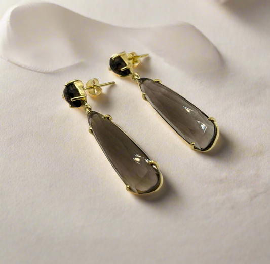 Smoky Stone 925 silver earrings