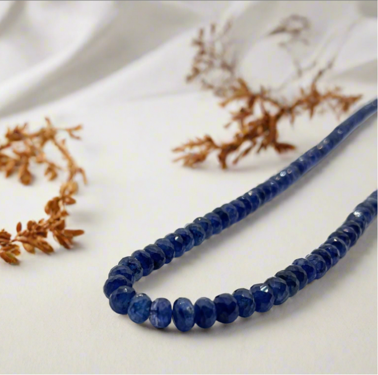 Blue Sapphire Faceted Beads Necklace