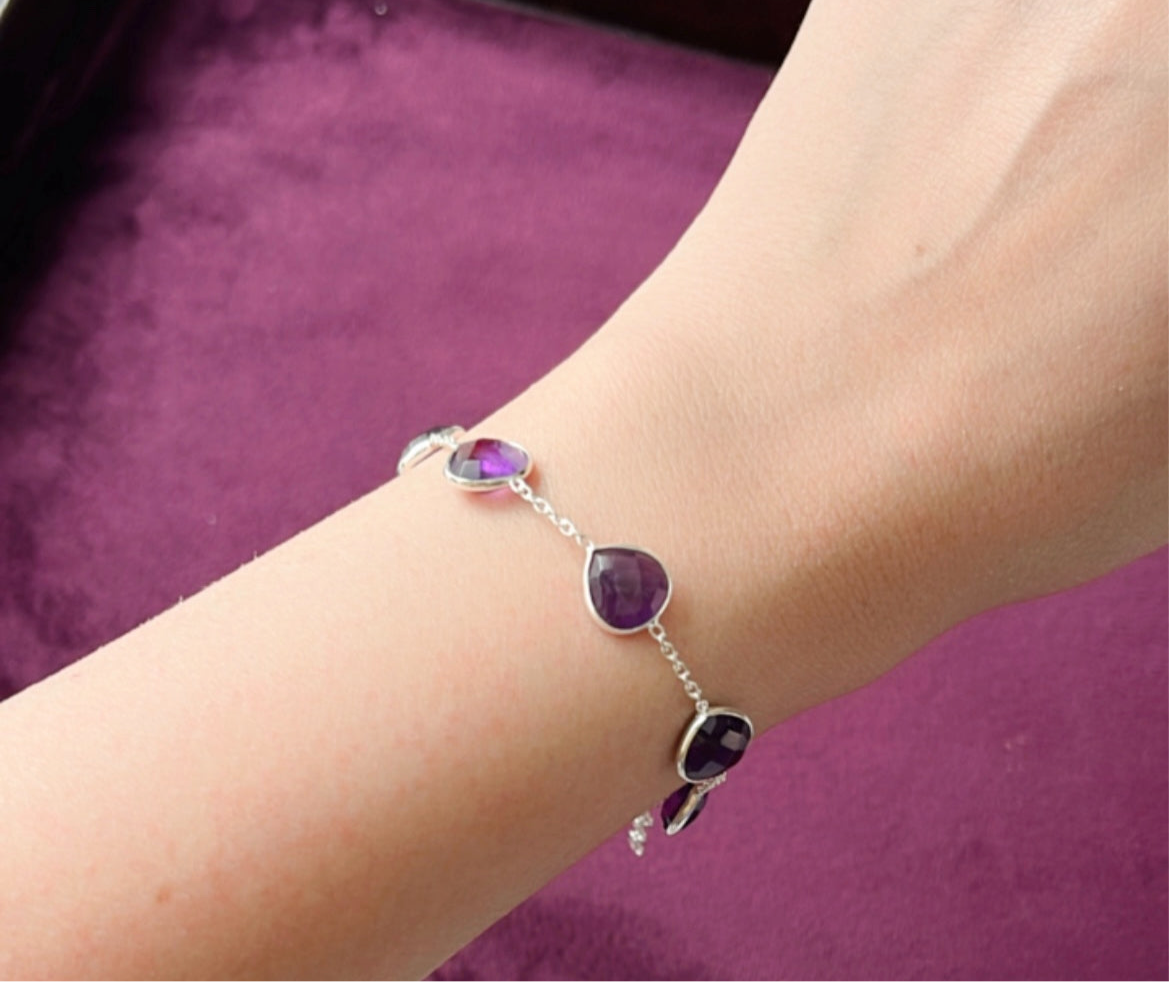 Drop Stone bracelet in 925 silver