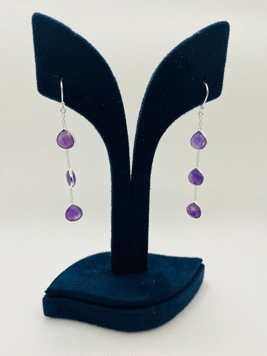 Purple stone 925 silver earrings