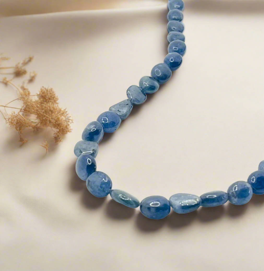 Blue Sapphire Smooth Tumble Necklace