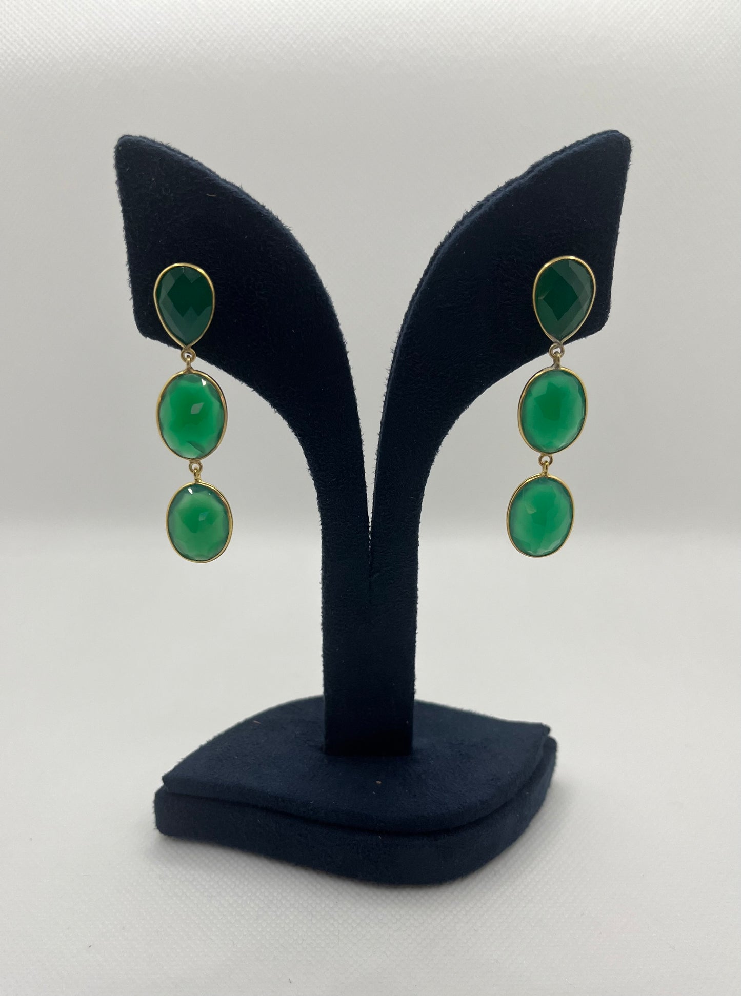 Green onyx 925 silver earrings