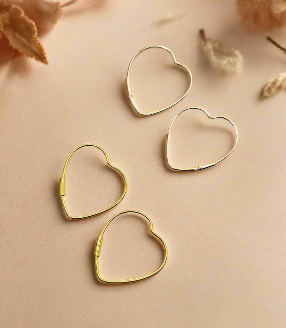 Heart hoops in 925 silver