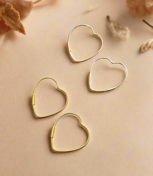 Heart hoops in 925 silver