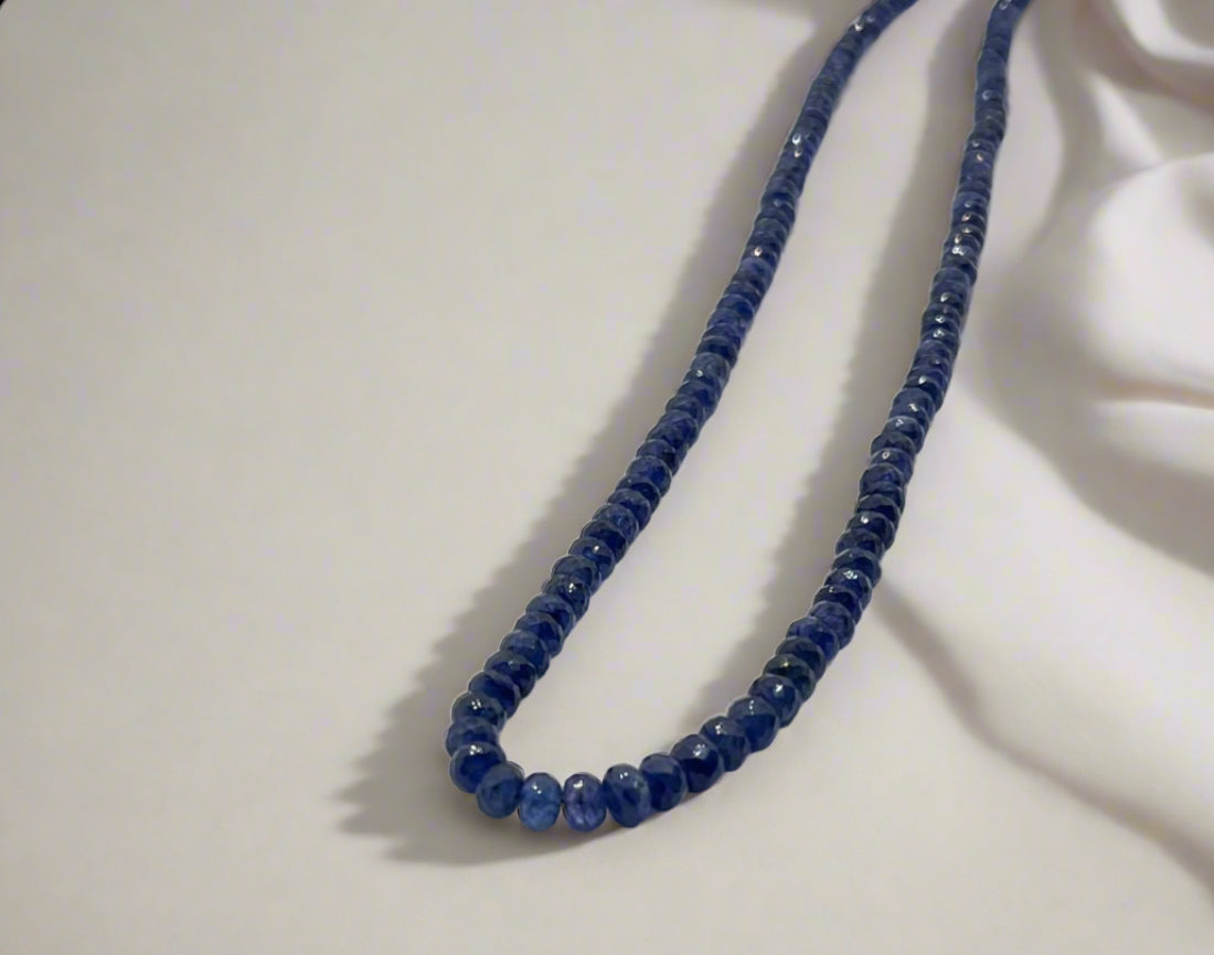 Blue Sapphire Faceted Beads Necklace