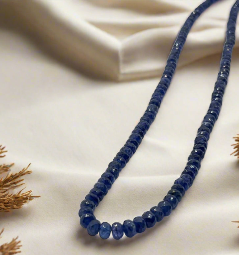 Blue Sapphire Faceted Beads Necklace