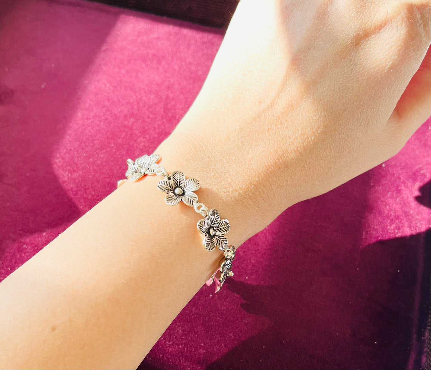 Flower bracelet in 925 silver