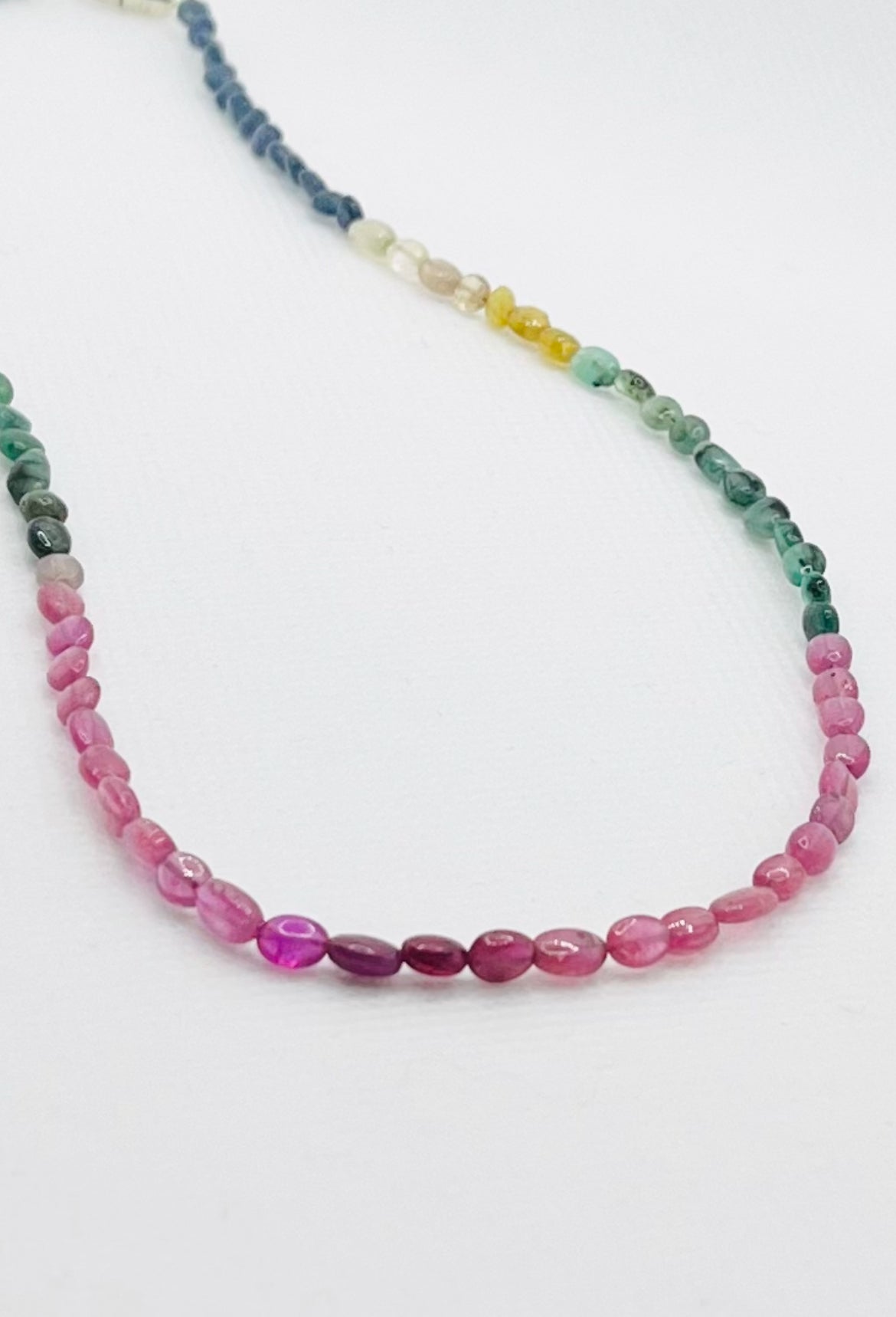 Multi Sapphire Smooth Oval Necklace